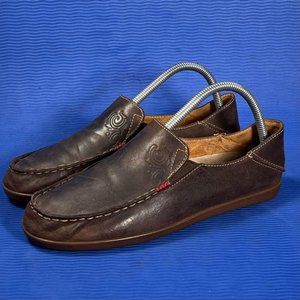Women’s Olukai Nohea Loafers Moccasins Brown Leather Shoes Size 8.5